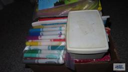 Children's crayons and coloring books and other books