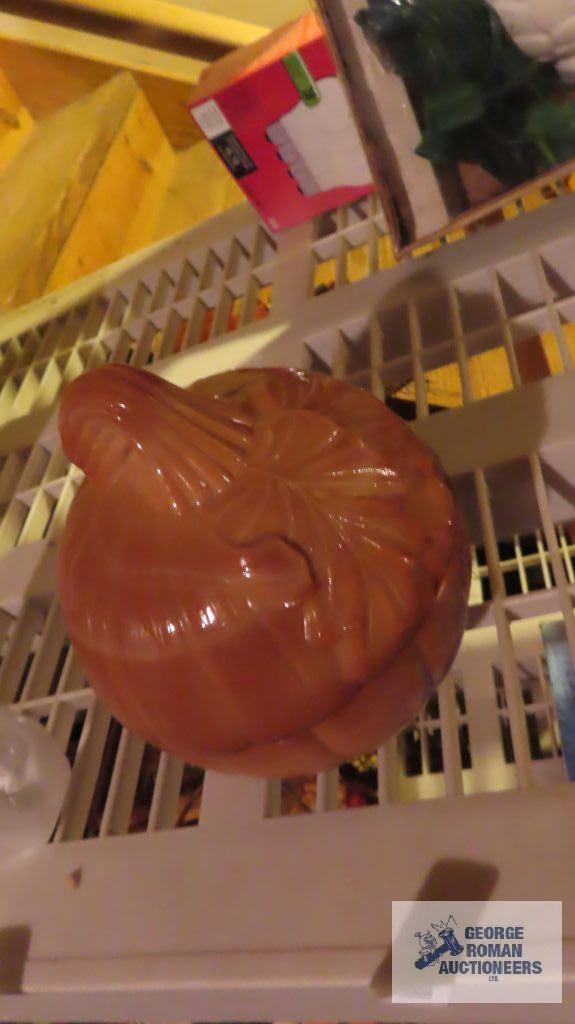 Longaberger pumpkin covered candy dish