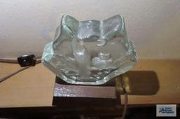 Owl heavy glass lamp