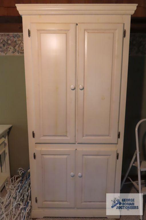 White painted wood entertainment cabinet, on second floor, bring help for removal