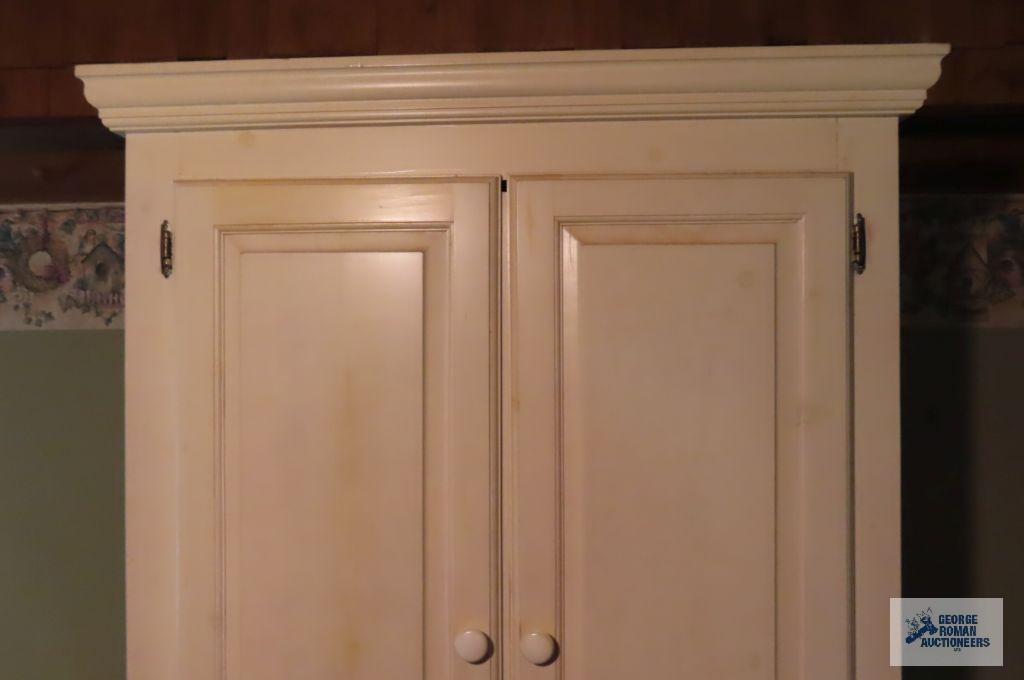 White painted wood entertainment cabinet, on second floor, bring help for removal