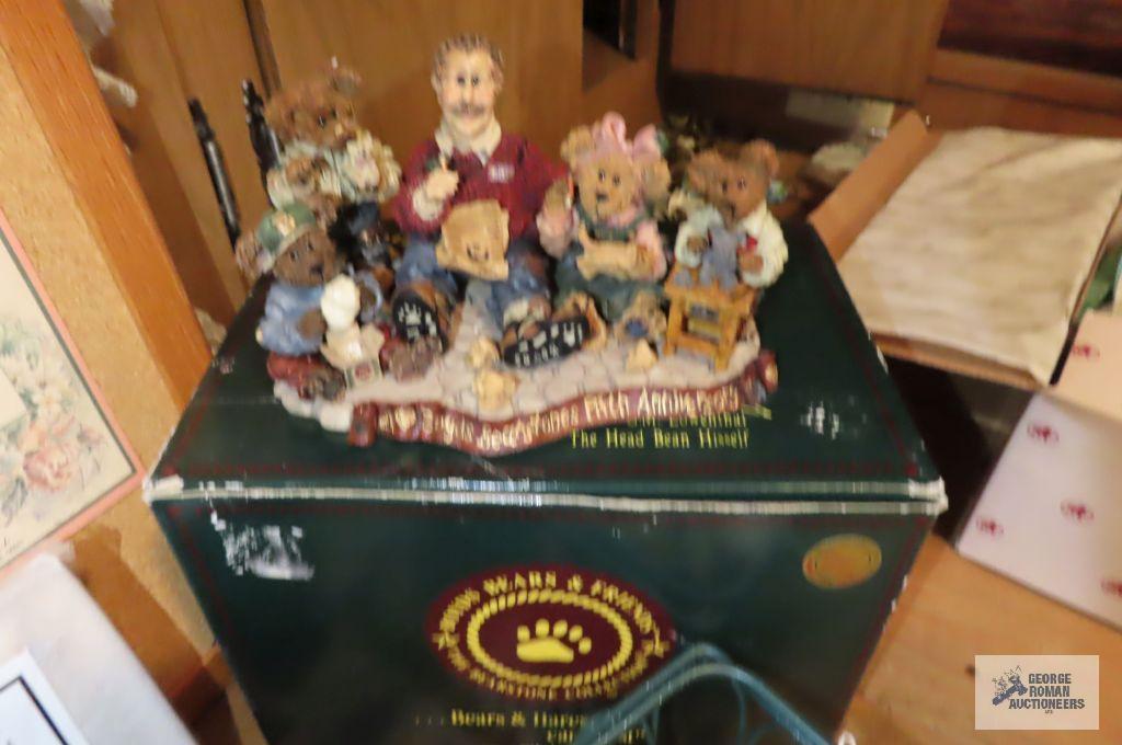 Various items including Boyds Bears teddy bears figurines,...slate painting and other decorative ite