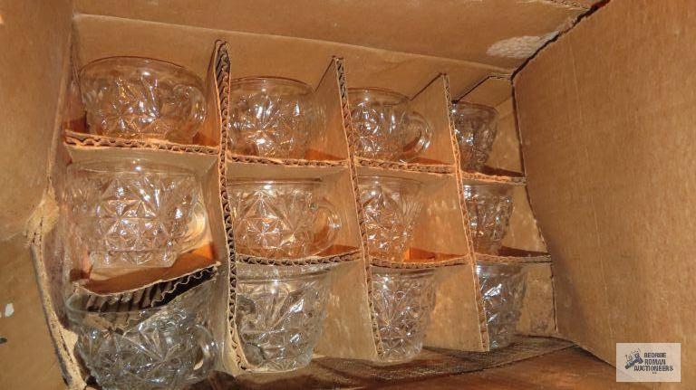 vintage Hazel Ware Lexington prism cut punch bowl set