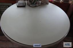 Round formica top table with metal base