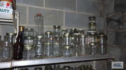 One shlef of assorted jars and bottles