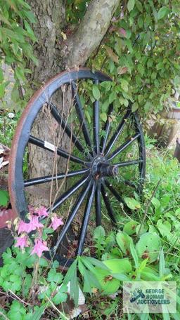 Antique wooden wagon wheel