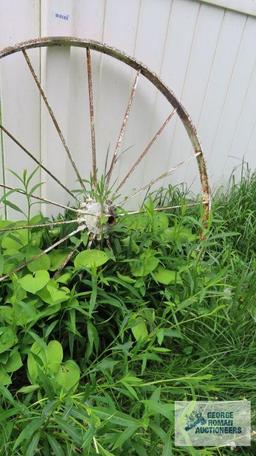 Antique metal wagon wheel