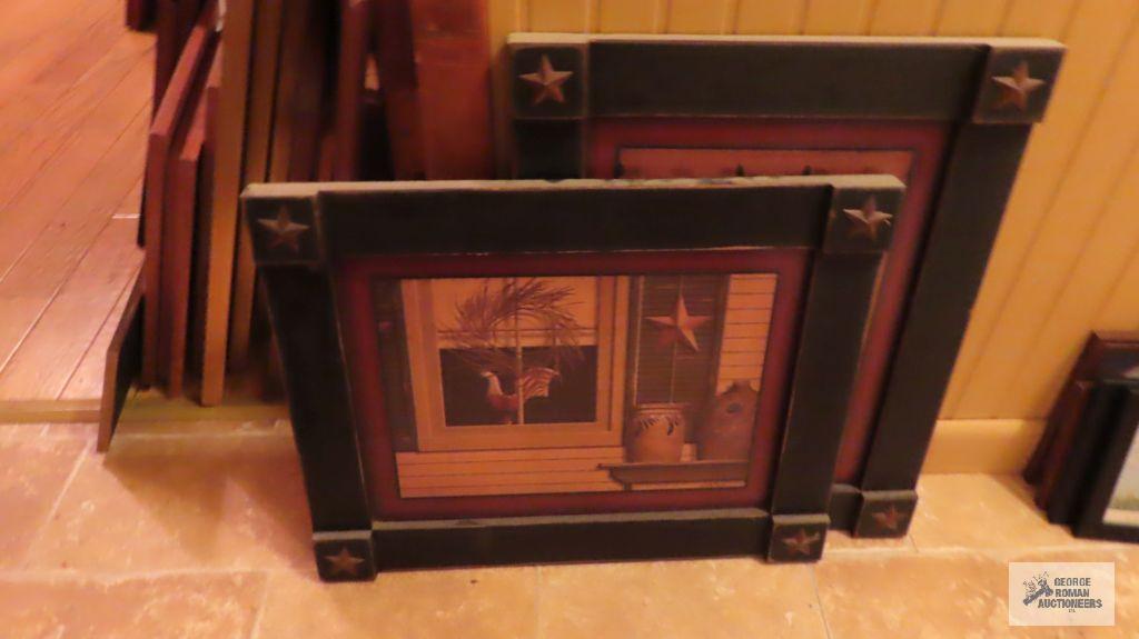 Two wood framed Americana pictures