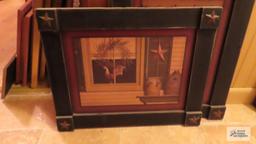 Two wood framed Americana pictures