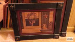 Two wood framed Americana pictures