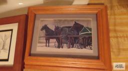 Variety of prints in frame, mostly concerning Amish lifestyle