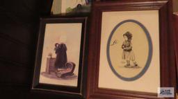 Variety of prints in frame, mostly concerning Amish lifestyle