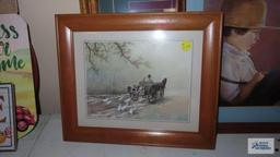 Lot of Amish prints with wooden frames