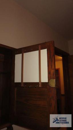 oak shaving mirror cabinet and towel rack