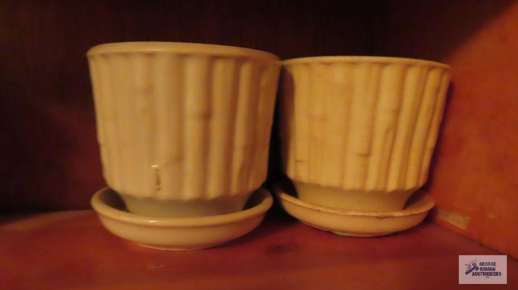 Five bamboo style sided McCoy planters
