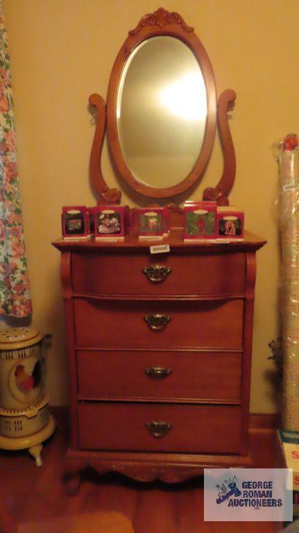 Vintage oak chest of drawers with swivel mirror