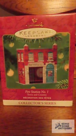 Six Hallmark keepsake ornaments dated 2000 and 2001