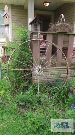 Antique metal wagon wheel