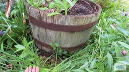Antique barrel planter