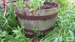 Antique barrel planter