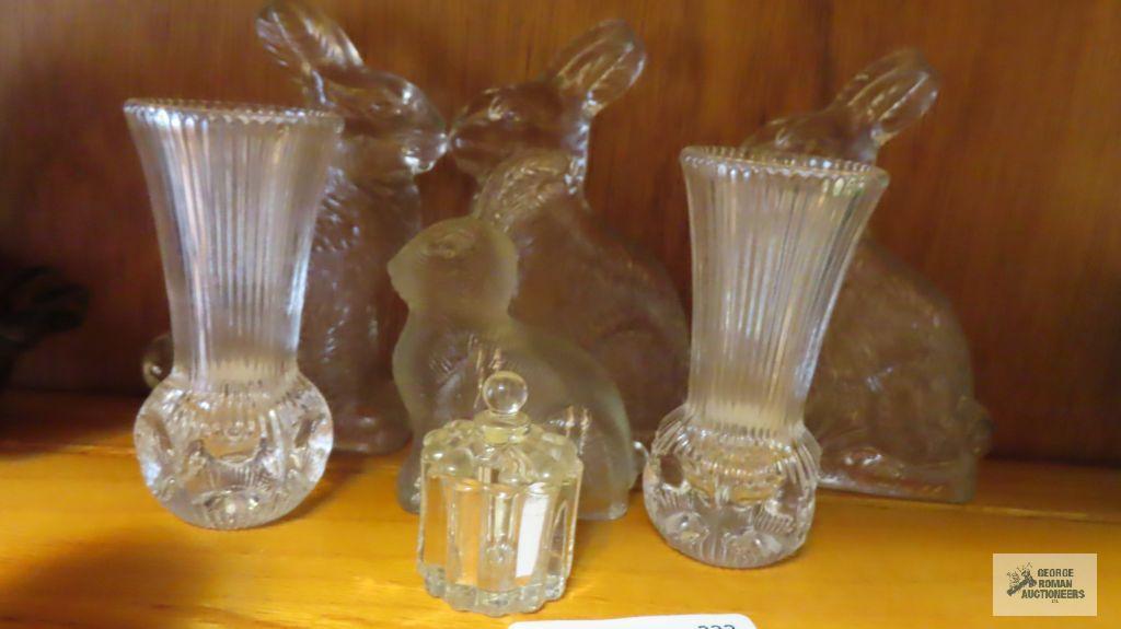 Glass...rabbits...and vases and container