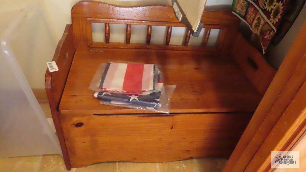 Wooden seat with toy box space