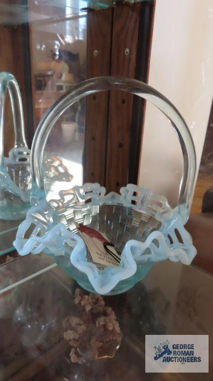 Blue lattice top Fenton basket