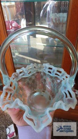 Blue lattice top Fenton basket