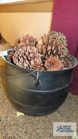 Wooden bucket of cones with metal handle