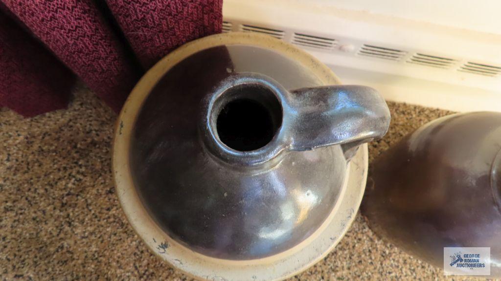 Brown pottery style vase and brown top jug