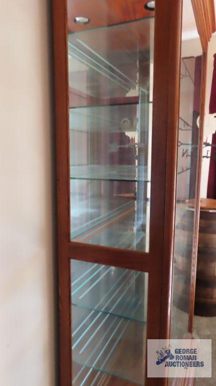 Lighted curio with sliding front door