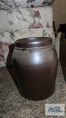 Brown top jug and brown crock