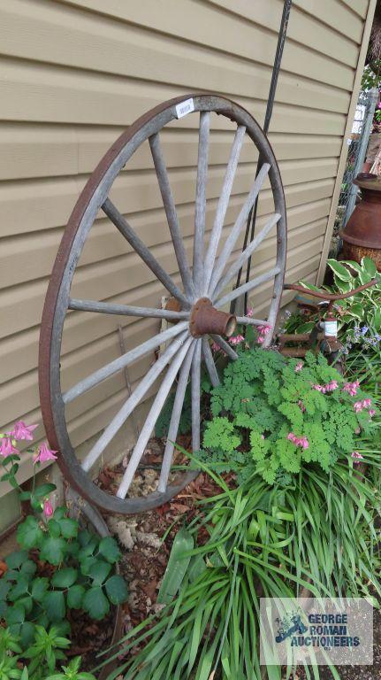 Antique wooden wagon wheel