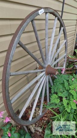 Antique wooden wagon wheel