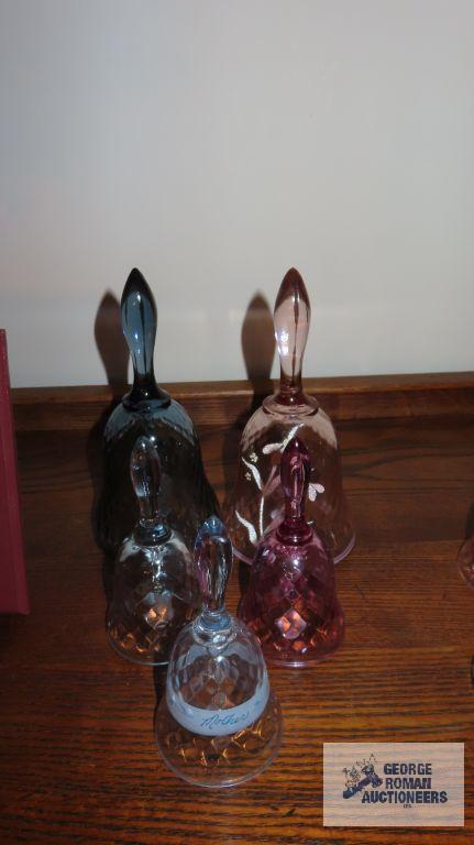 Blue and pink glass bells