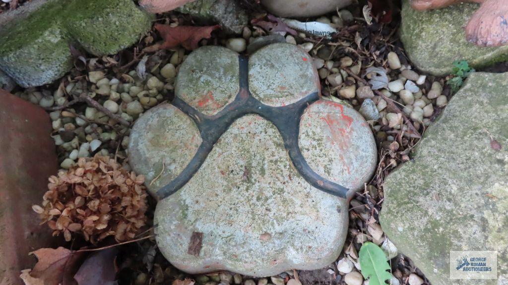 Composite dog decoration and paw stepping stone