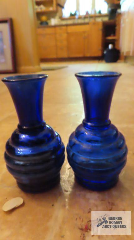 Cobalt blue vases, heart dish, ceramic...trinket box, etc