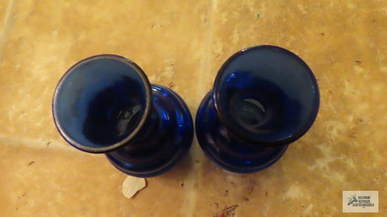 Cobalt blue vases, heart dish, ceramic...trinket box, etc