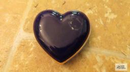 Cobalt blue vases, heart dish, ceramic...trinket box, etc