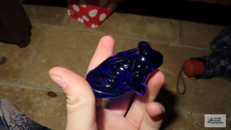 Cobalt blue animals and swirled glass rabbit