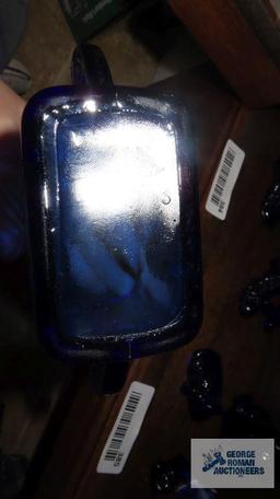 Cobalt blue creamer and sugars and blue goblets