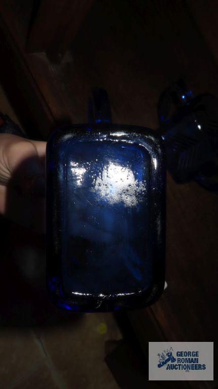 Cobalt blue creamer and sugars and blue goblets