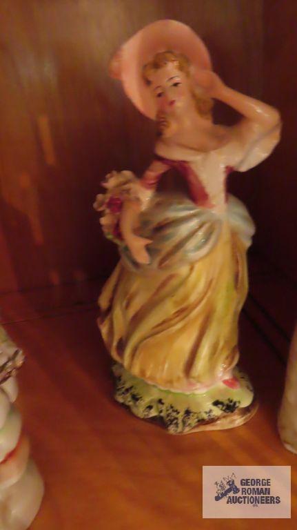 Victorian figurines, small trinket boxes, and vases