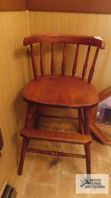 Child's wooden high chair