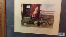 Two Amish prints and Free Rides print