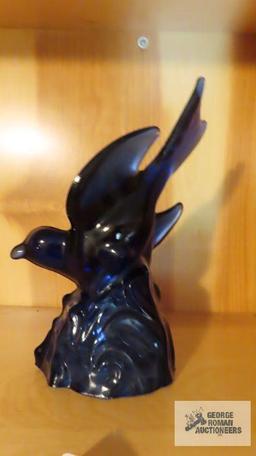 Cobalt blue bird figurine