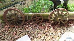 Three antique wheels