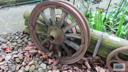 Three antique wheels