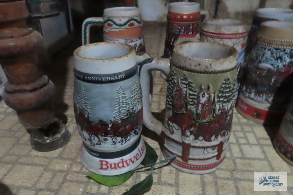 Large variety of Anheuser Busch steins