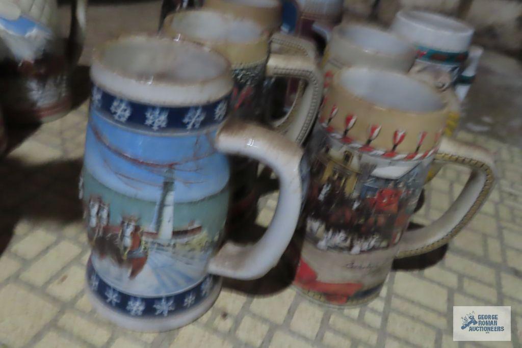 Large variety of Anheuser Busch steins
